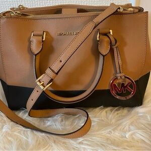 Michael Kors Saffiano Leather Double Zipper Convertible Tote Crossbody Bag